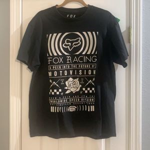 Fox Racing Black Cotton Tee Shirt Large Motovision Logo Sheep Wolves